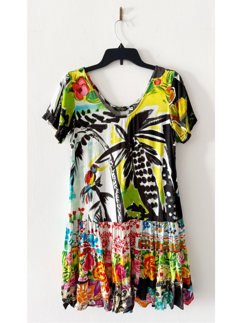 Jams World Hattie Dress Parrot Cove Tropical Print Short Sleeve Mini Dress XS